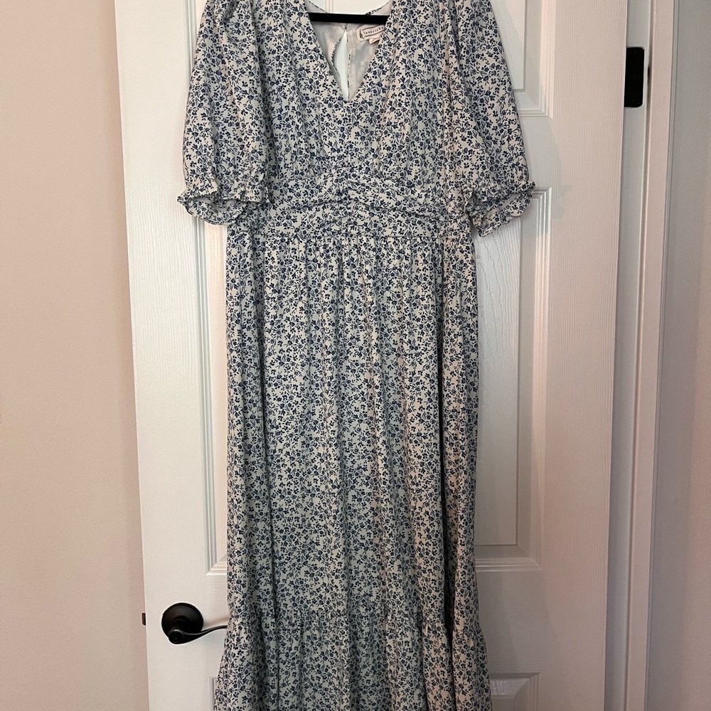 Love Riche Blue and White Floral Maxi Dress